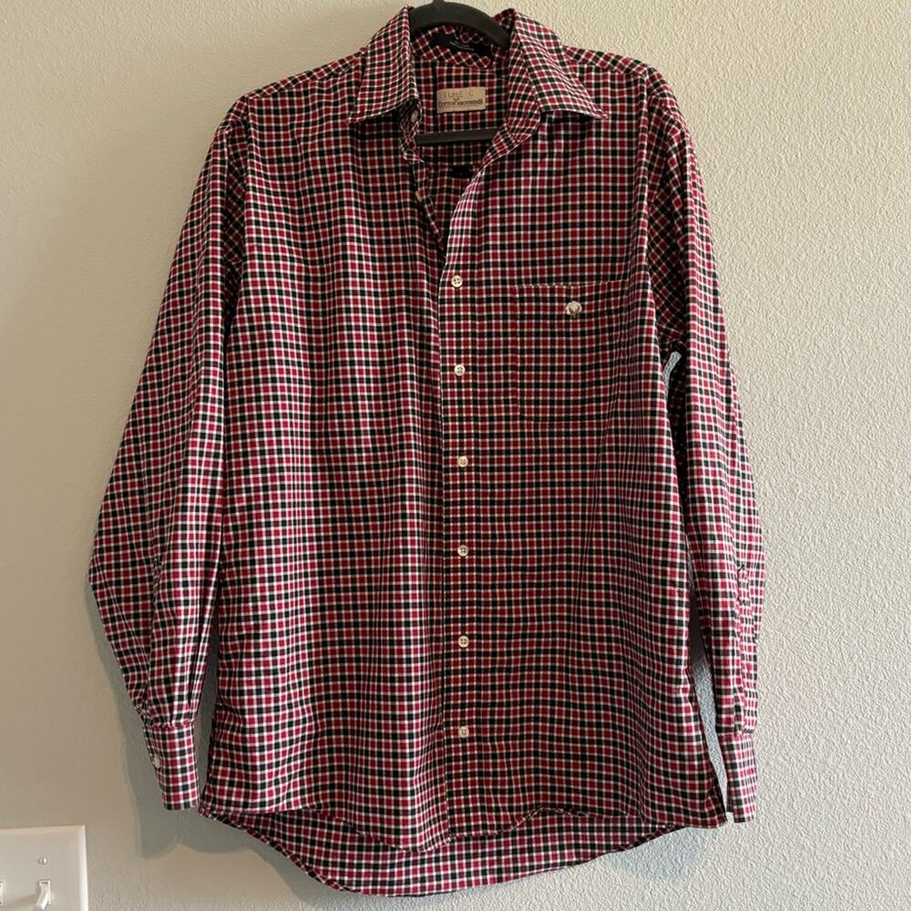 Cotton Brothers Red Black Check Button Down Dress size Large